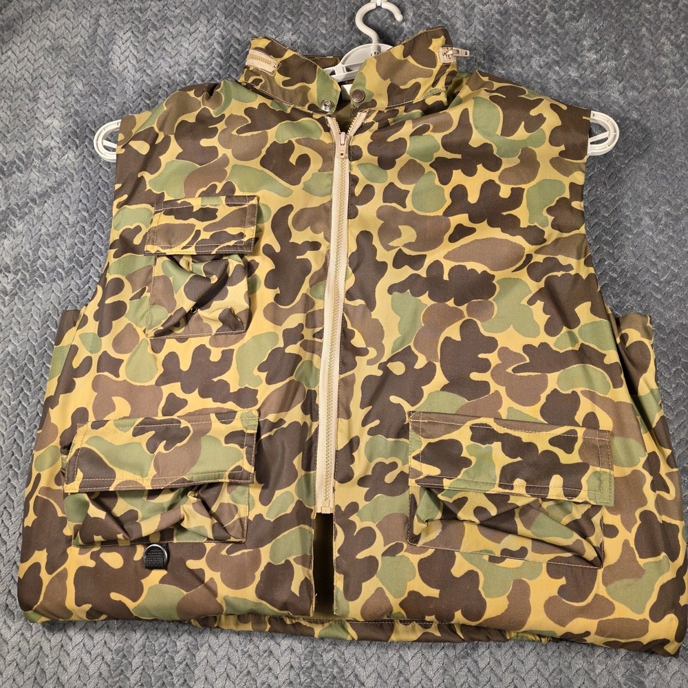 Vintage Stearns Duck Camo Type III Flotation Vest XXL USA Hooded Hunting PFD